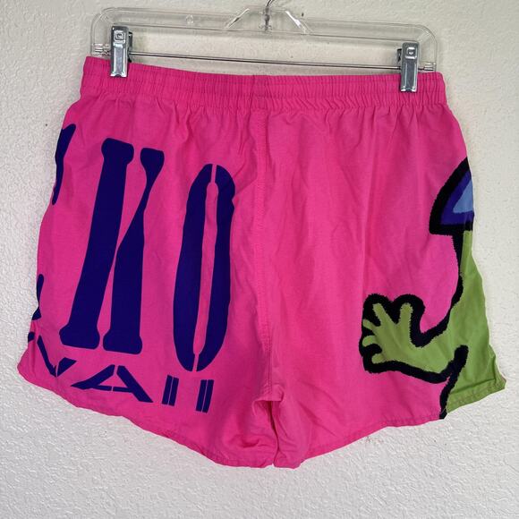 Vintage Gecko Hawaii Shorts Mens Medium Swim Trunks Surf Neon Graphic Lizard 90s - Picture 5 of 11